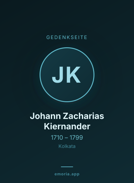 Gedenkportrait von Johann Zacharias Kiernander