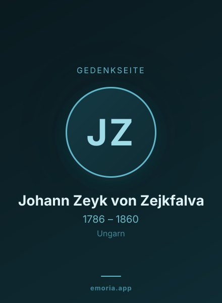 Gedenkportrait von Johann Zeyk von Zejkfalva