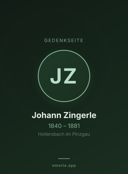 Gedenkportrait von Johann Zingerle
