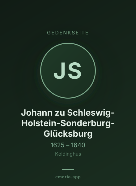 Gedenkportrait von Johann zu Schleswig-Holstein-Sonderburg-Glücksburg