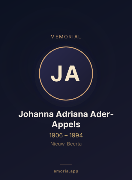 Memorial portrait of Johanna Adriana Ader-Appels
