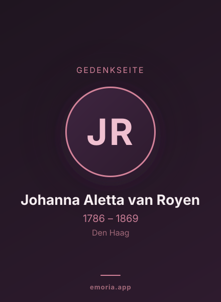 Gedenkportrait von Johanna Aletta van Royen