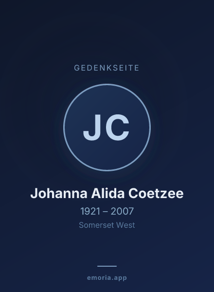 Gedenkportrait von Johanna Alida Coetzee