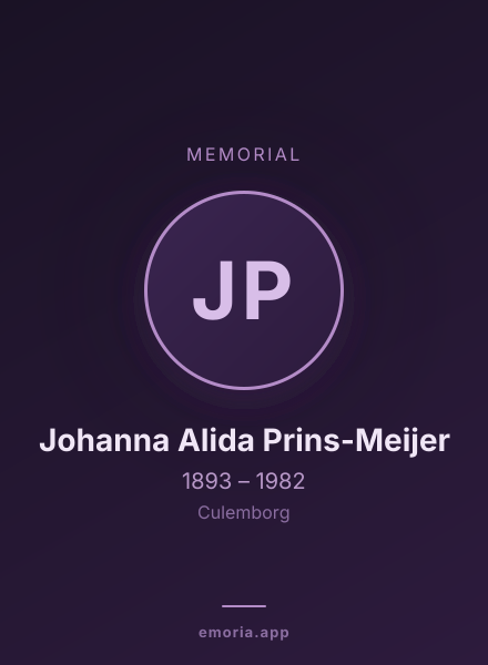 Memorial portrait of Johanna Alida Prins-Meijer
