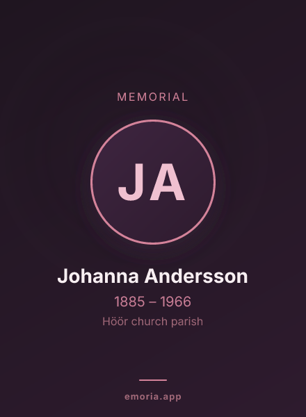 Memorial portrait of Johanna Andersson