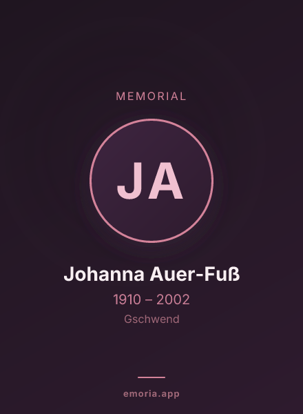 Memorial portrait of Johanna Auer-Fuß
