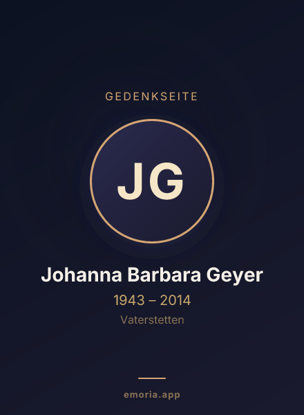Gedenkportrait von Johanna Barbara Geyer
