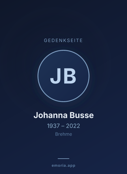 Gedenkportrait von Johanna Busse