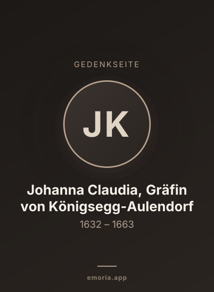 Gedenkportrait von Johanna Claudia, Gräfin von Königsegg-Aulendorf