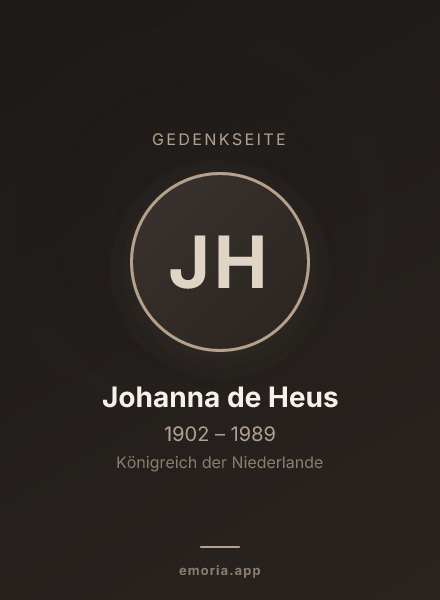 Gedenkportrait von Johanna de Heus