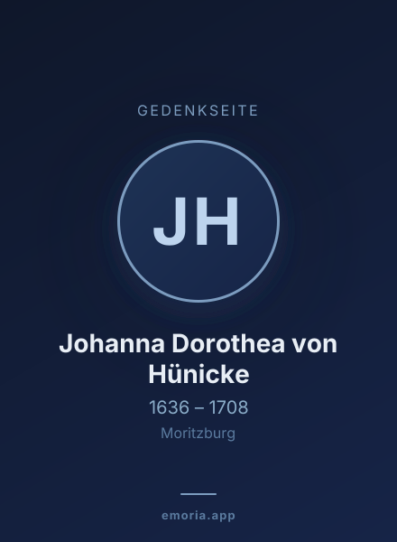 Gedenkportrait von Johanna Dorothea von Hünicke