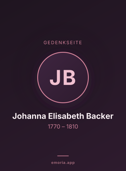 Gedenkportrait von Johanna Elisabeth Backer