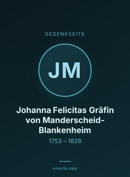 Gedenkportrait von Johanna Felicitas Gräfin von Manderscheid-Blankenheim