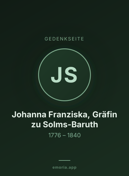 Gedenkportrait von Johanna Franziska, Gräfin zu Solms-Baruth
