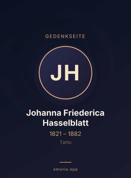 Gedenkportrait von Johanna Friederica Hasselblatt