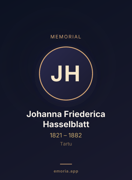 Memorial portrait of Johanna Friederica Hasselblatt