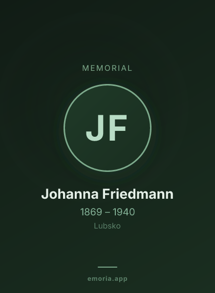 Memorial portrait of Johanna Friedmann