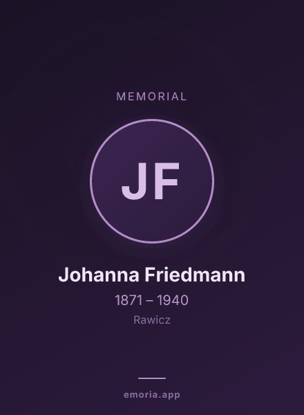 Memorial portrait of Johanna Friedmann