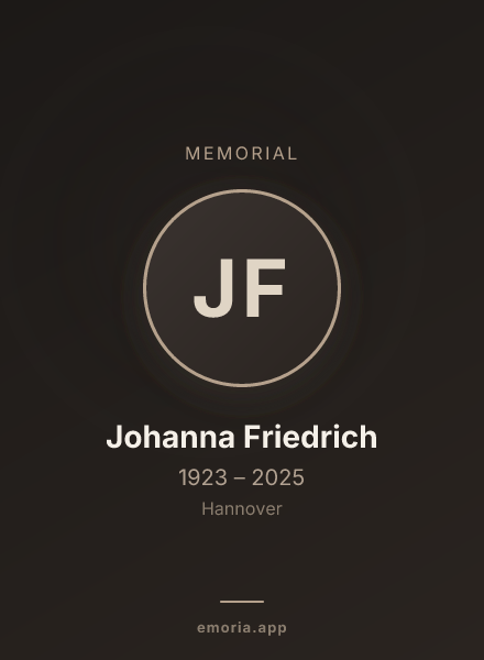 Memorial portrait of Johanna Friedrich