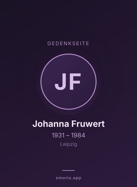 Gedenkportrait von Johanna Fruwert