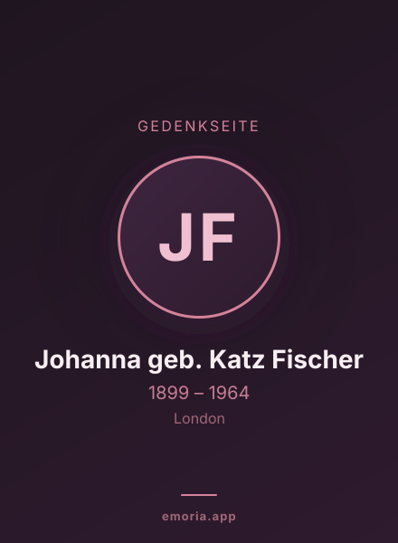 Gedenkportrait von Johanna geb. Katz Fischer