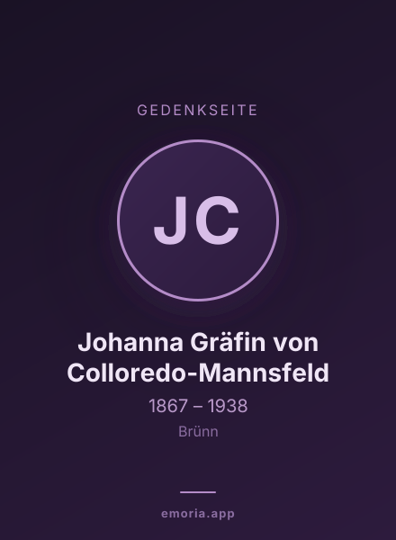 Gedenkportrait von Johanna Gräfin von Colloredo-Mannsfeld