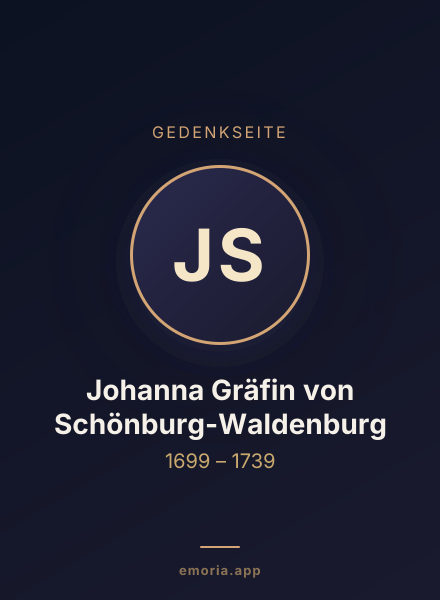 Gedenkportrait von Johanna Gräfin von Schönburg-Waldenburg