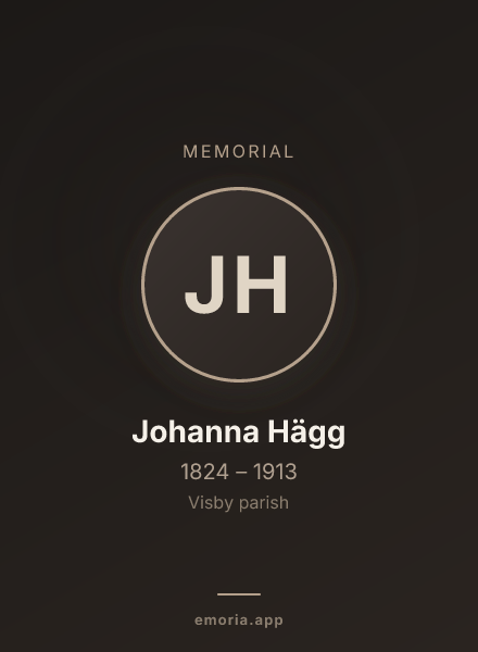 Memorial portrait of Johanna Hägg