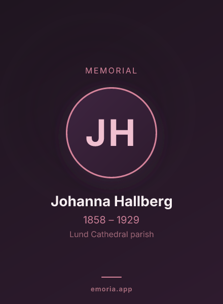 Memorial portrait of Johanna Hallberg