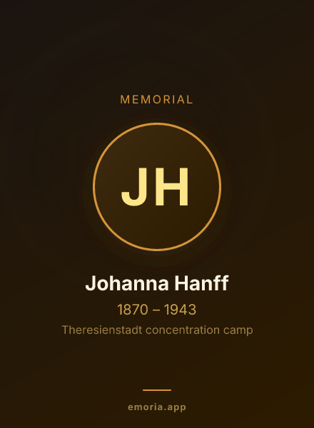 Memorial portrait of Johanna Hanff