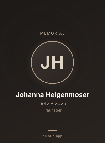 Memorial portrait of Johanna Heigenmoser