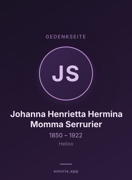 Gedenkportrait von Johanna Henrietta Hermina Momma Serrurier