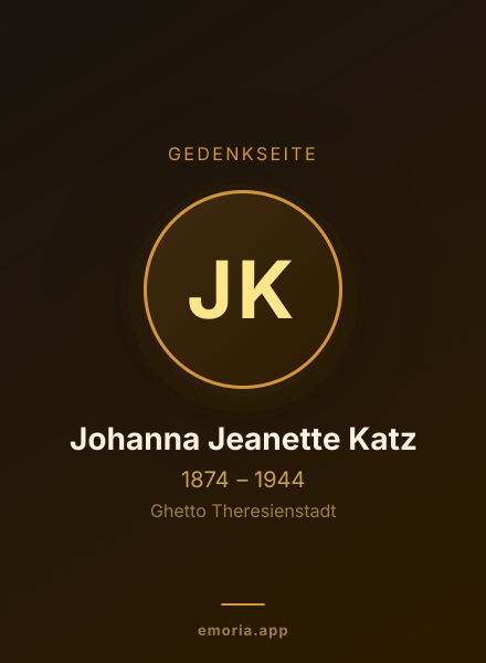 Gedenkportrait von Johanna Jeanette Katz