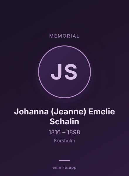 Memorial portrait of Johanna (Jeanne) Emelie Schalin