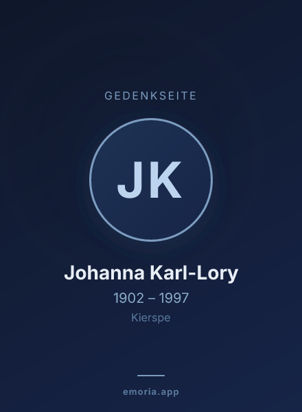Gedenkportrait von Johanna Karl-Lory