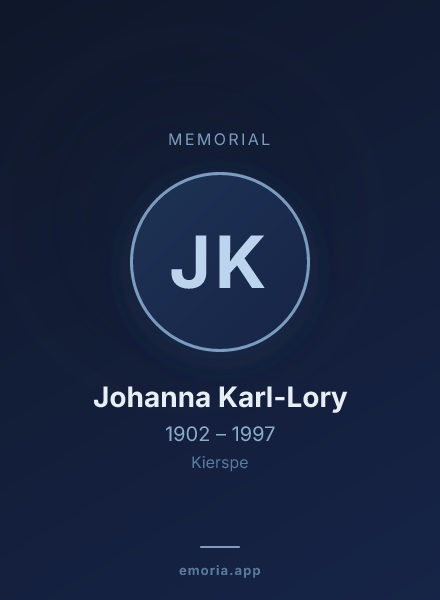 Memorial portrait of Johanna Karl-Lory