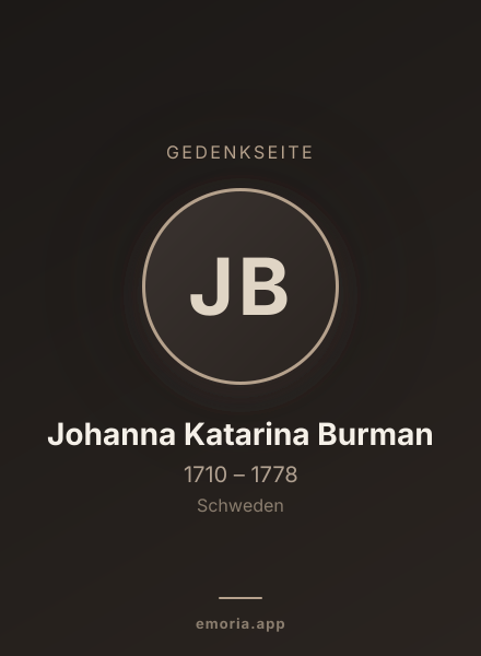 Gedenkportrait von Johanna Katarina Burman