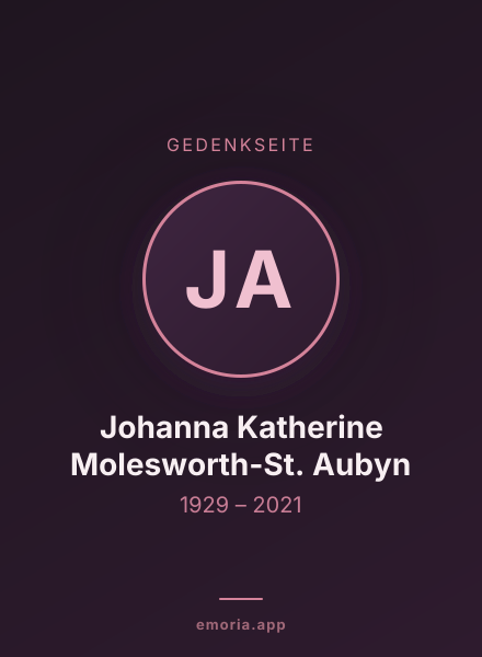 Gedenkportrait von Johanna Katherine Molesworth-St. Aubyn