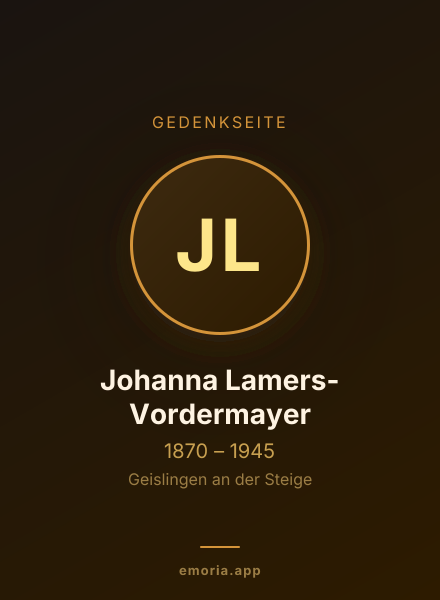 Gedenkportrait von Johanna Lamers-Vordermayer