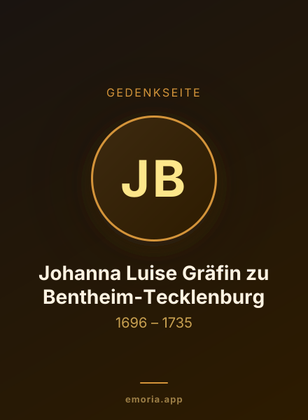 Gedenkportrait von Johanna Luise Gräfin zu Bentheim-Tecklenburg