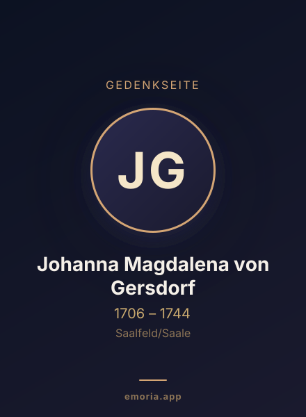 Gedenkportrait von Johanna Magdalena von Gersdorf