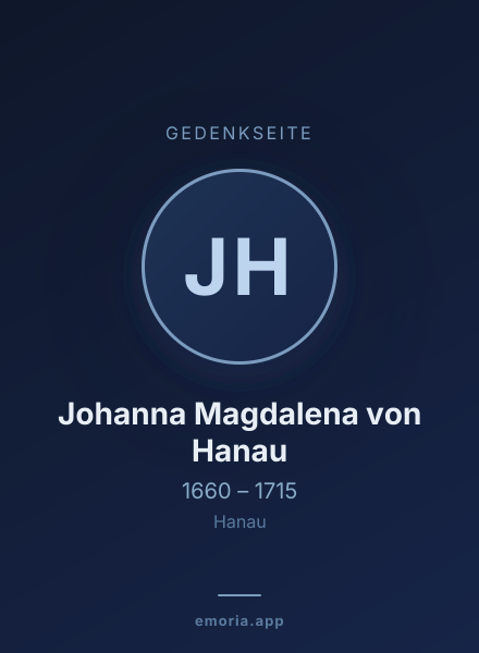 Gedenkportrait von Johanna Magdalena von Hanau