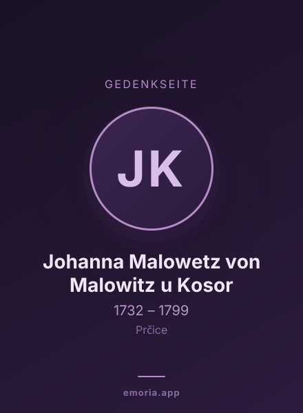 Gedenkportrait von Johanna Malowetz von Malowitz u Kosor