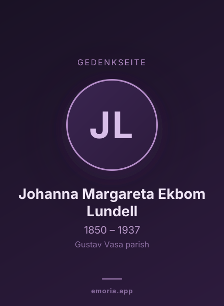 Gedenkportrait von Johanna Margareta Ekbom Lundell