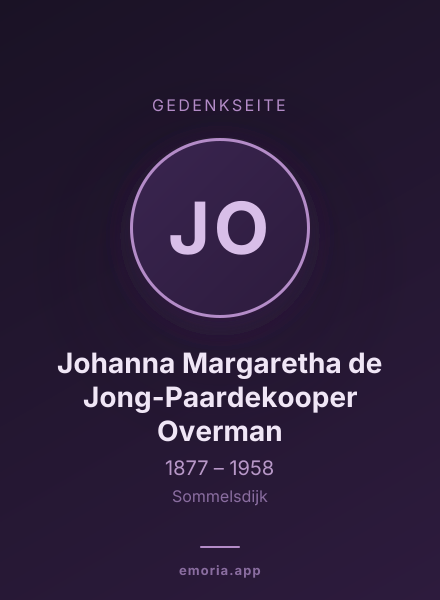 Gedenkportrait von Johanna Margaretha de Jong-Paardekooper Overman