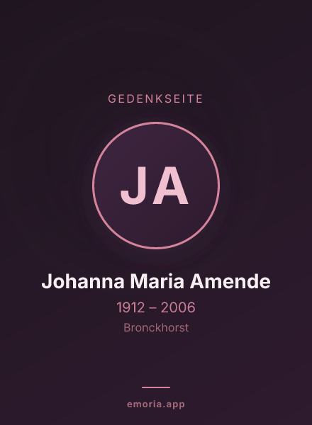 Gedenkportrait von Johanna Maria Amende