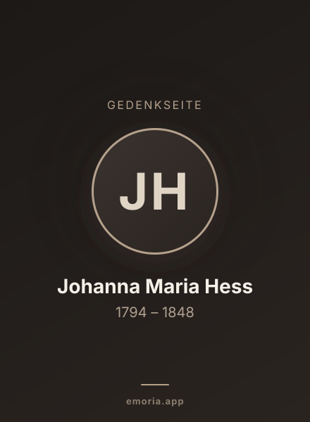 Gedenkportrait von Johanna Maria Hess