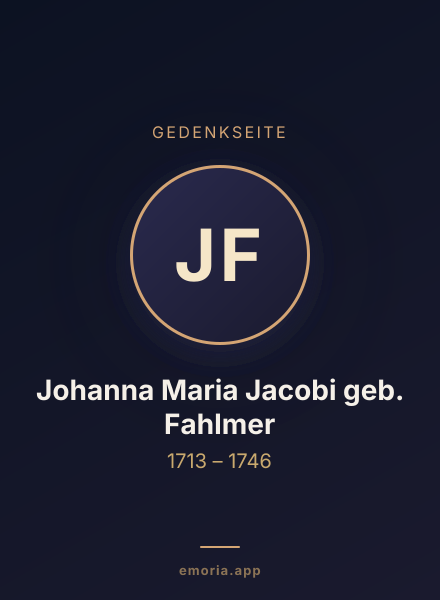 Gedenkportrait von Johanna Maria Jacobi geb. Fahlmer