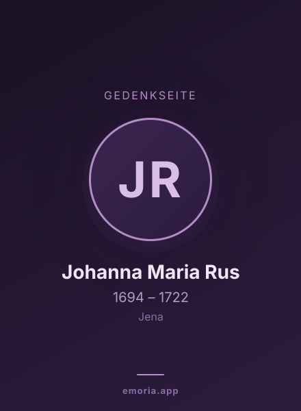 Gedenkportrait von Johanna Maria Rus