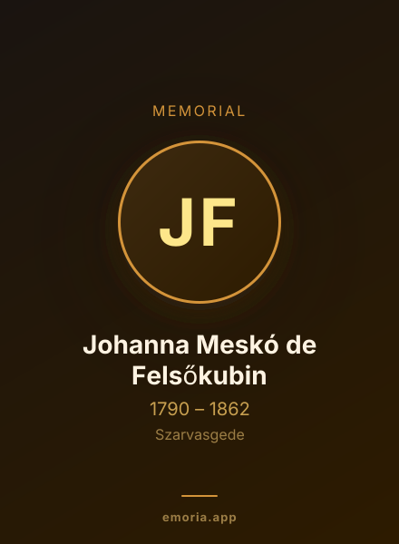 Memorial portrait of Johanna Meskó de Felsőkubin